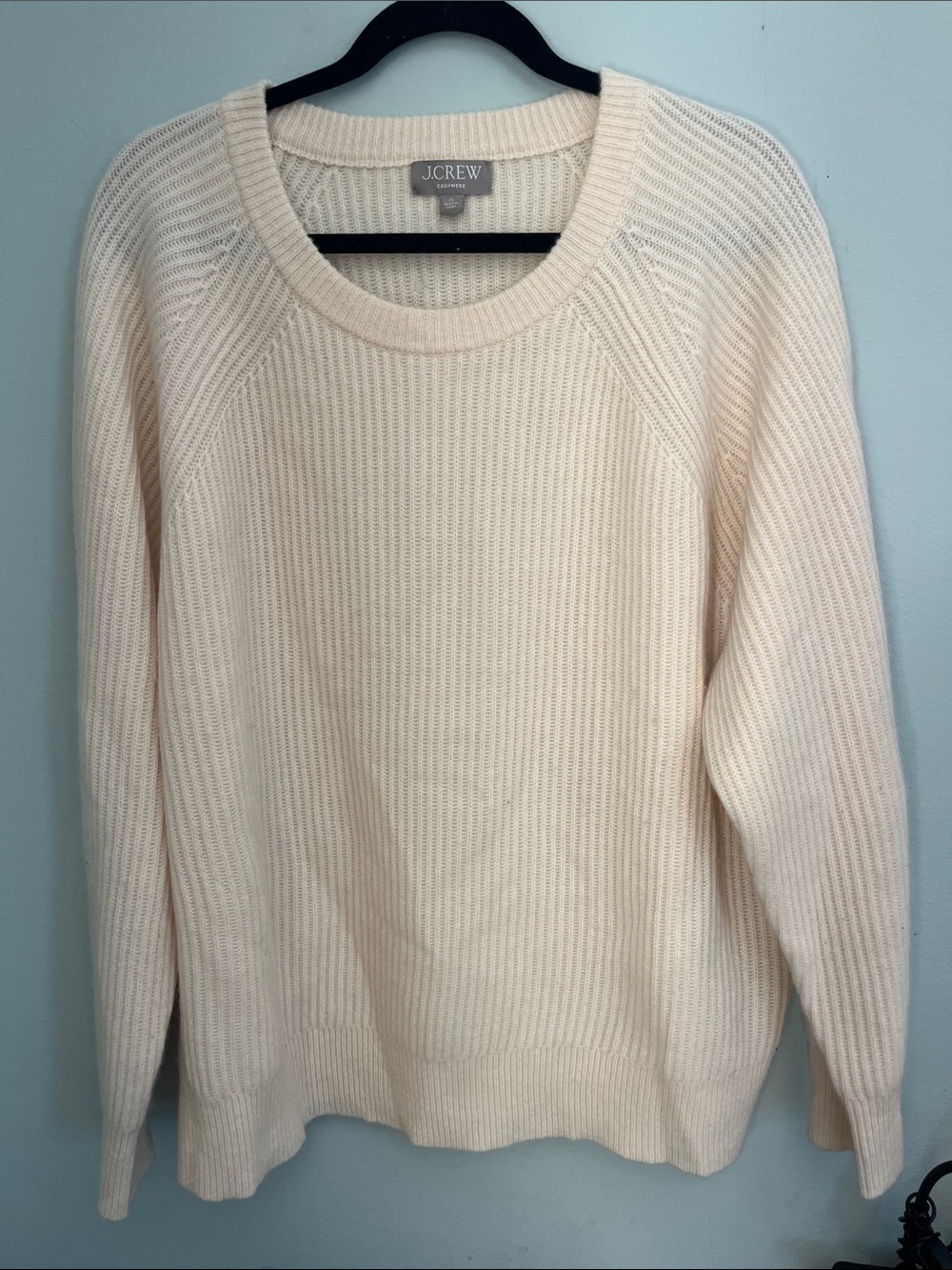 J. Crew Cream Ribbed Scoopneck Sweater